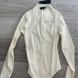 Lulus bodysuit white mock neck shirt